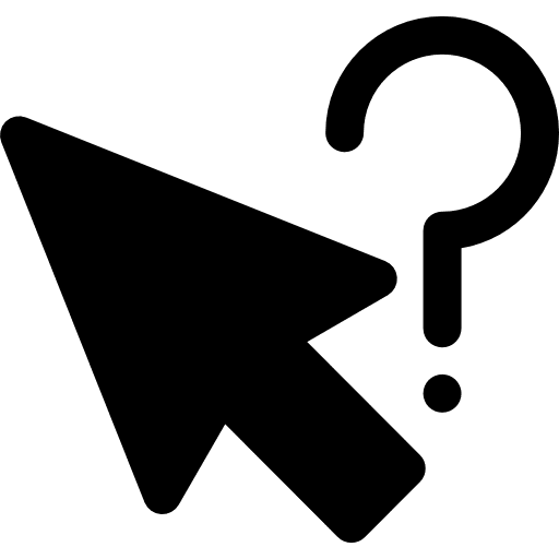 Cursor with question mark clicker arrows mouse icon