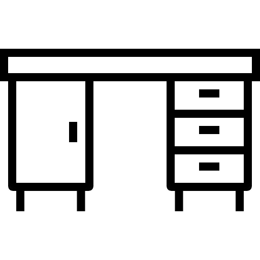 Desk furniture and household chair table icon