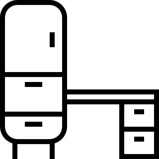 Desk furniture and household desk office icon