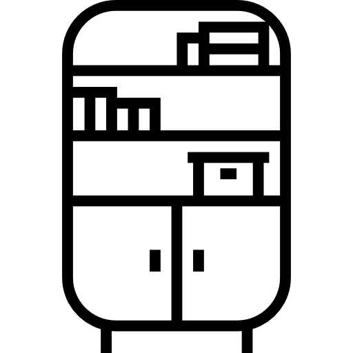 Shelves bookshelves library furniture and household icon