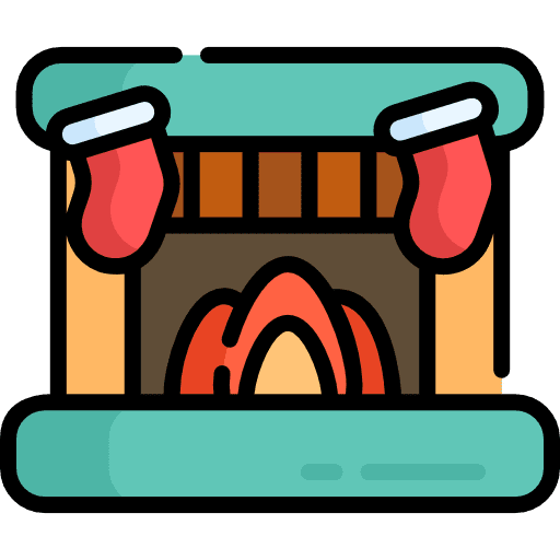 Fireplace warm living room winter icon