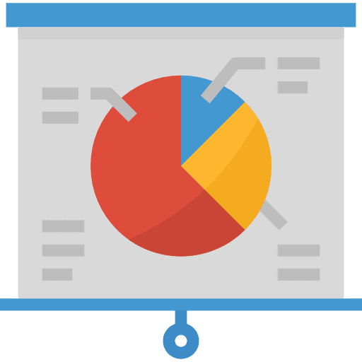 Pie chart seo and web presentation stand icon