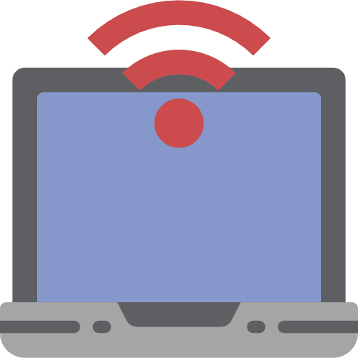 Laptop service networking stream icon