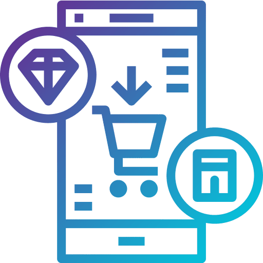 Mobile communications seo and web mobile shopping icon