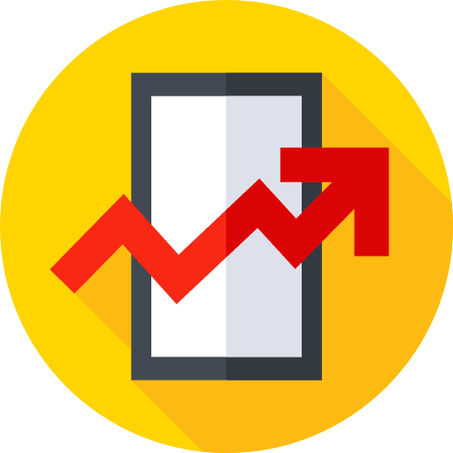 Growth chart up arrow cellphone graphic icon