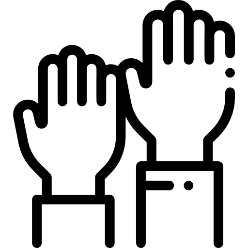 Volunteer hands up hands and gestures involved icon