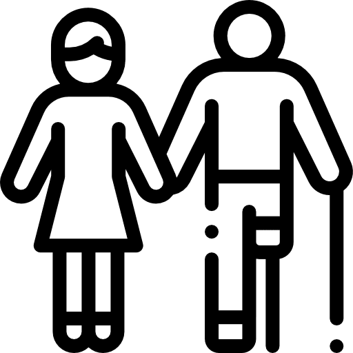 Couple crutch amputation love icon