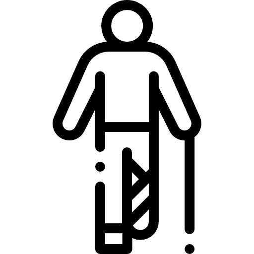 Injured crutches people healthcare and medical icon