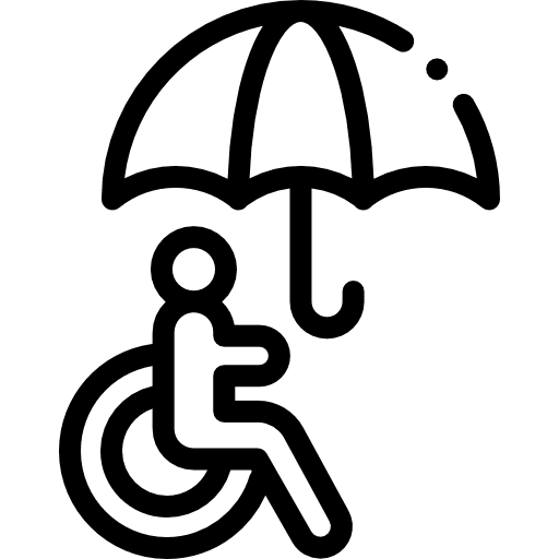 Insurance umbrella wheelchair security icon