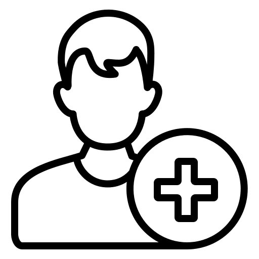 Medical treatment man patient icon