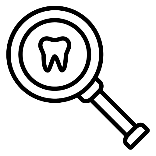 Search magnifying glass search teeth icon