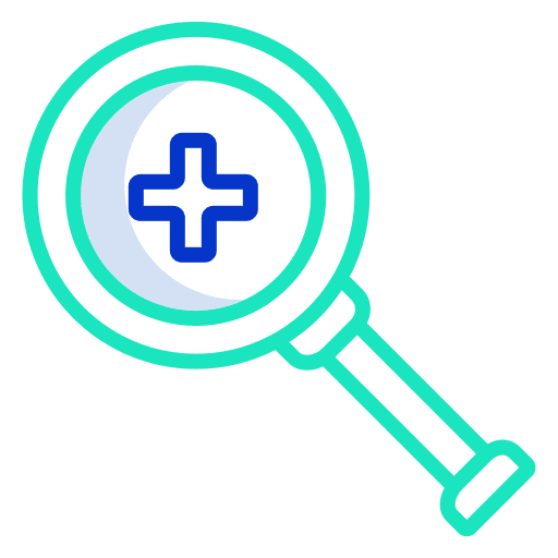Search healthcare and medical tools and utensils cross icon