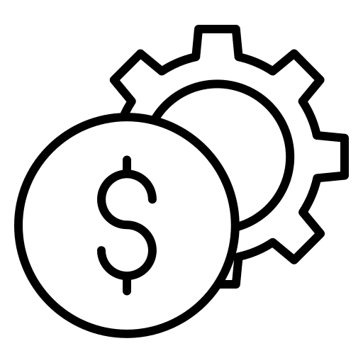 Accounting currency investment cogwheel icon