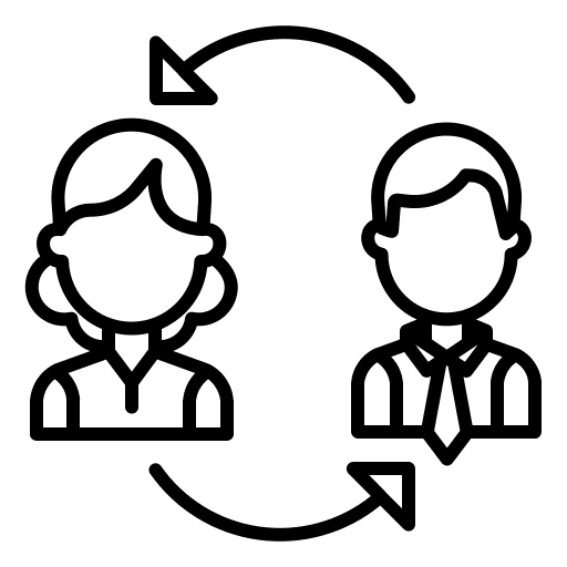 Feedback male and female manager woman icon