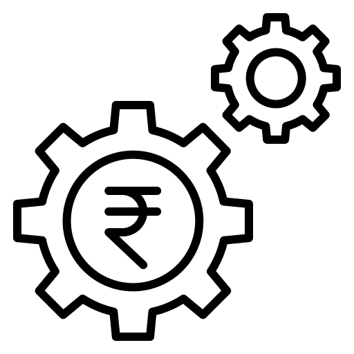 Investment rupee gear money icon