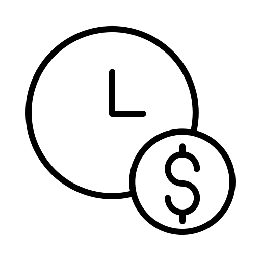 Clock dollar symbol business and finance economy icon