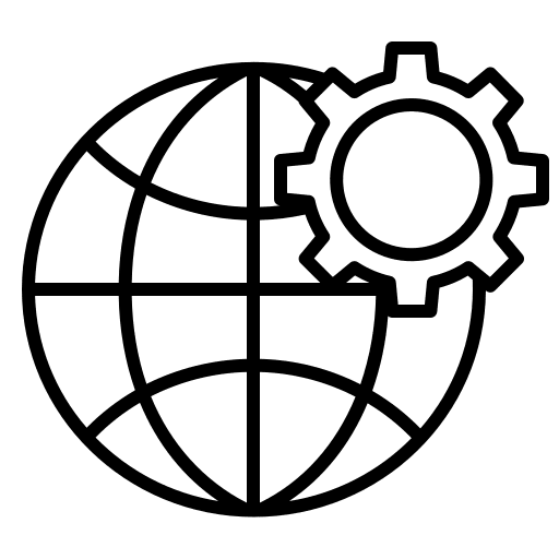 Global global globe grid gear icon