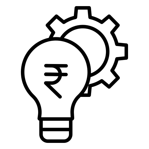 Idea business light bulb rupee icon