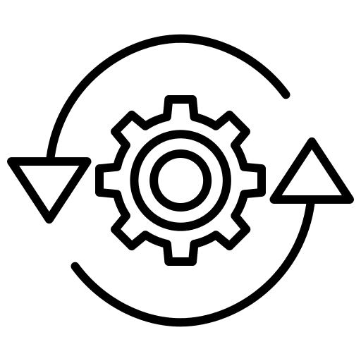 Gear business and finance arrows progress icon