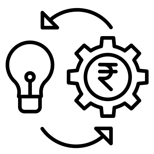 Light bulb currency economy cogwheel icon