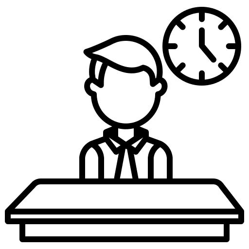 Management clock desk user icon