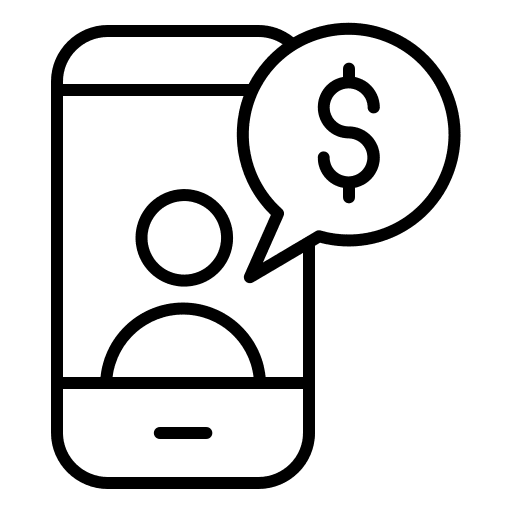 Mobile chat bubble business and finance app icon