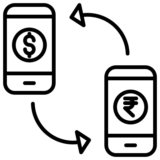 Mobile smartphone money transfer icon