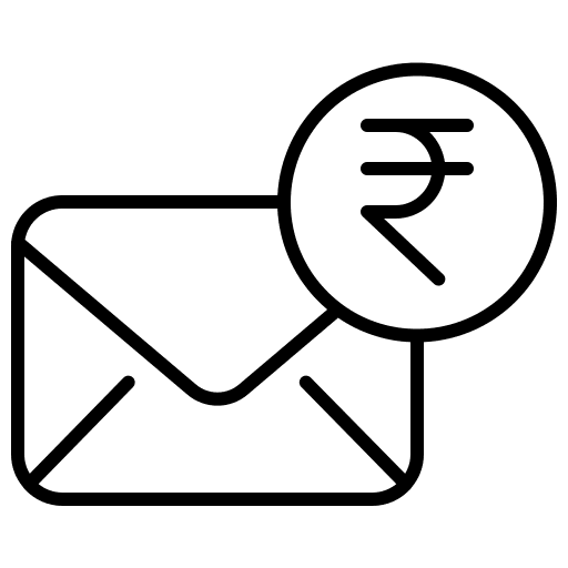 Banking rupee message envelope icon