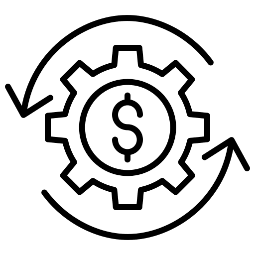 Wealth money dollar symbol gear icon