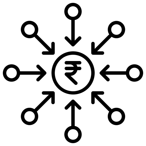 Crowdfunding money currency network icon