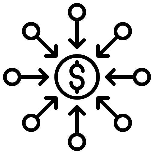 Crowdfunding network money currency icon