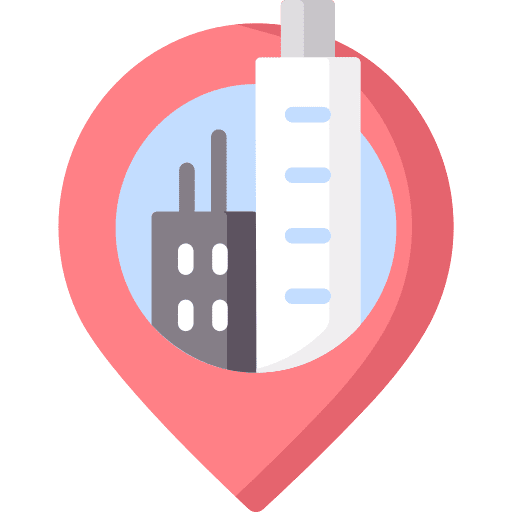 Location pin building orientation corporation icon