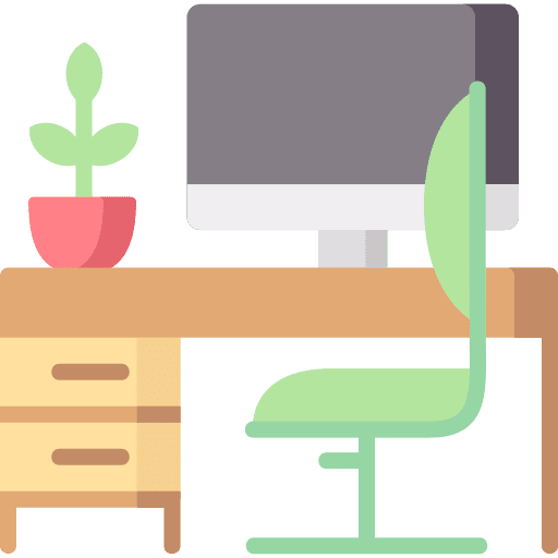 Workspace desk computer furniture and household icon