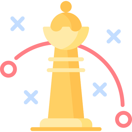 Chess piece management sports and competition end to end icon