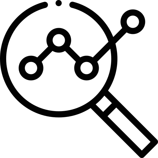 Analytics loupe business and finance chart icon