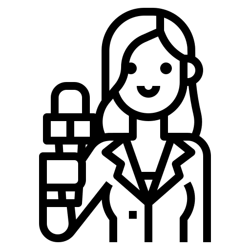 Reporter woman profession host icon