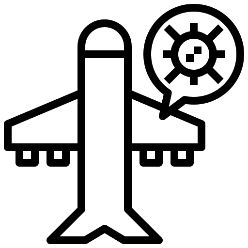 Virus transmission transport aeroplane plane icon