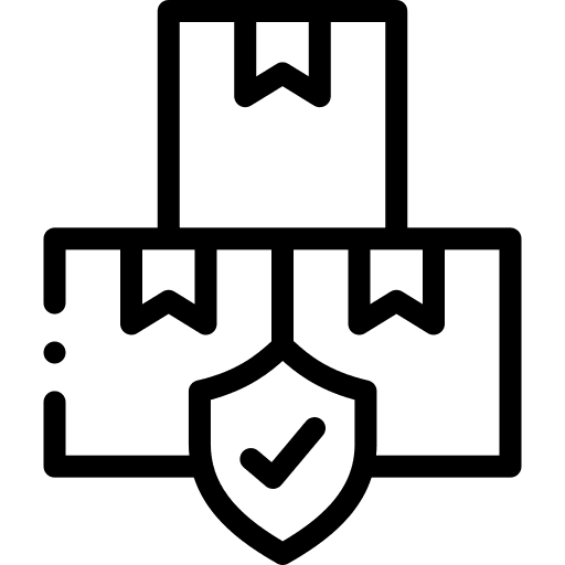 Insurance shipping and delivery shield check mark icon