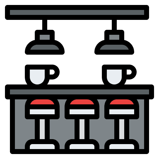 Bar counter cafe counter food and restaurant icon