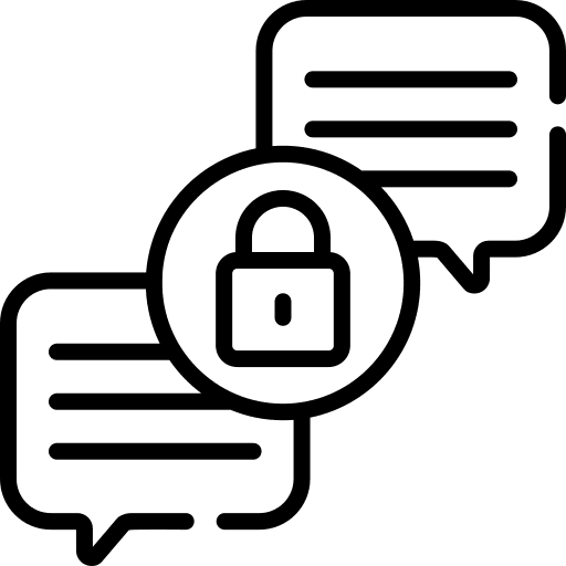 Encrypted chat security speech bubble icon