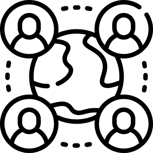 Global connection group meeting user social media icon