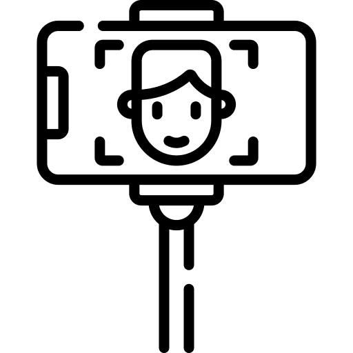 Selfie stick smartphone mobile phone camera icon