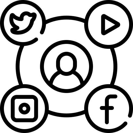 Social media communications youtube seo and web icon