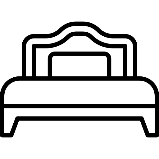 Bed buildings room furniture and household icon