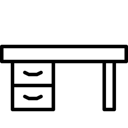 Desk furniture and household drawers table icon