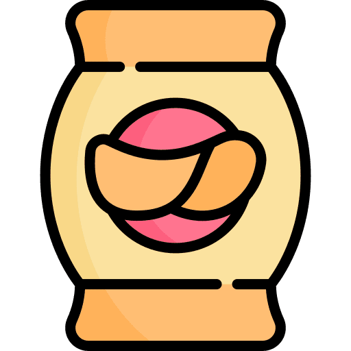 Chips junk food bag snack icon