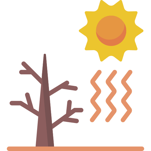 Hot day dry tree sunny icon