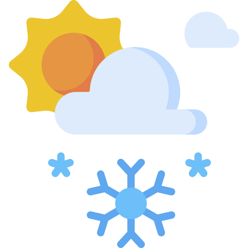 Snowy day sun weather icon