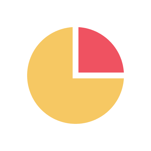 Pie chart fraction incomplete statistics icon