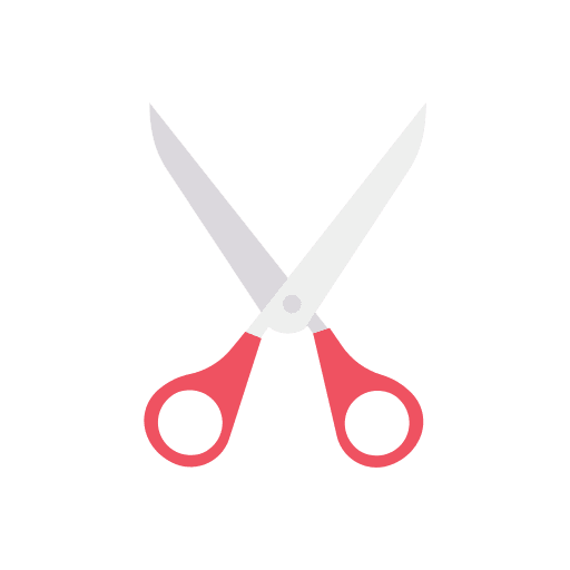 Scissor cut stationery school material icon